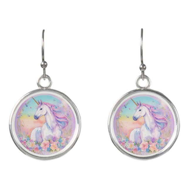 "Enchanted Whimsy: Unicorn Earrings" Earrings (Front)
