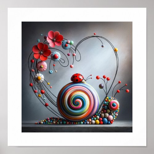 Enchanted Whirl A Whimsical Snails Garden Journe Poster