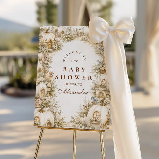 Enchanted White Pumpkin Village Baby Shower Foam Board