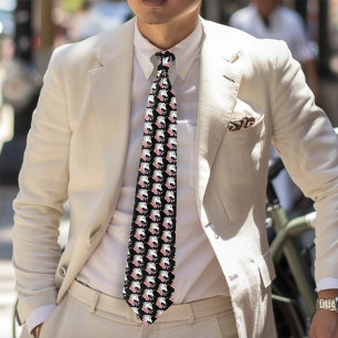 Enchanted White Unicorn Flowers Pink black Neck Tie