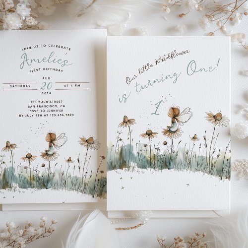 Enchanted Wildflower Meadow First Birthday Invitation