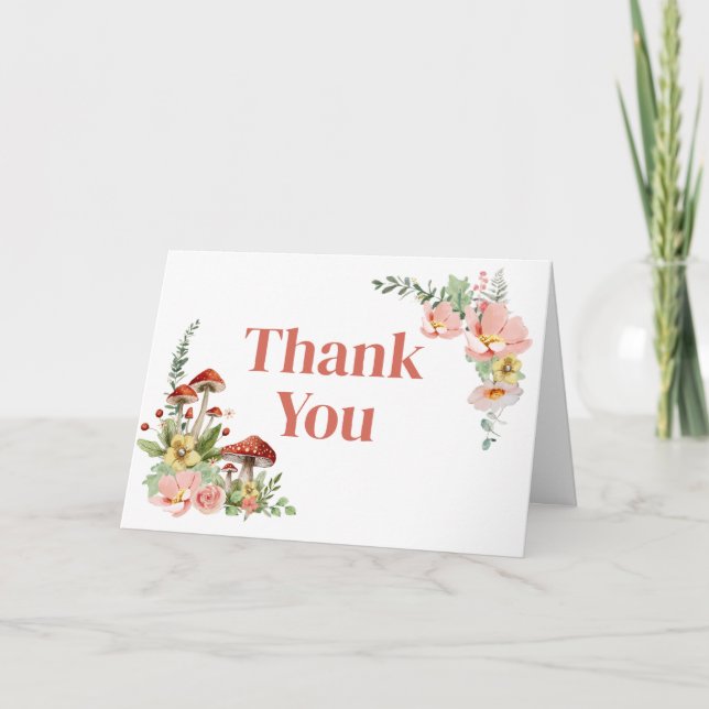Enchanted Wildflower Mushroom Baby Shower Thank You Card (Front)
