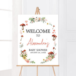 Enchanted Wildflower Mushroom Baby Shower Welcome Poster