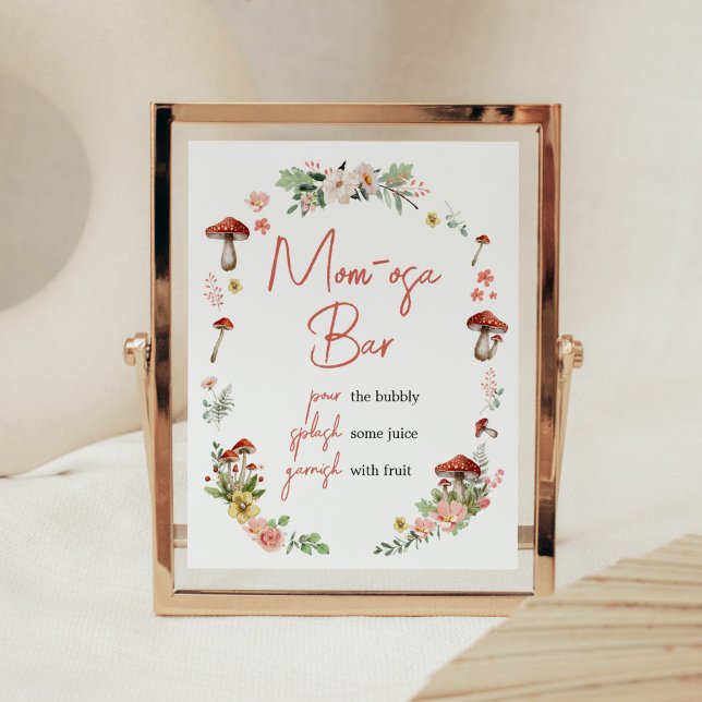 Enchanted Wildflower Mushroom Mom Osa Bar Poster (Enchanted Mushroom Baby Shower Mom Osa Bar Sign)
