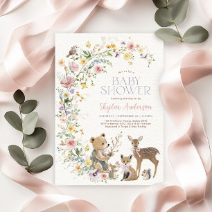 Enchanted Wildflower Woodland Forest Baby Shower Invitation