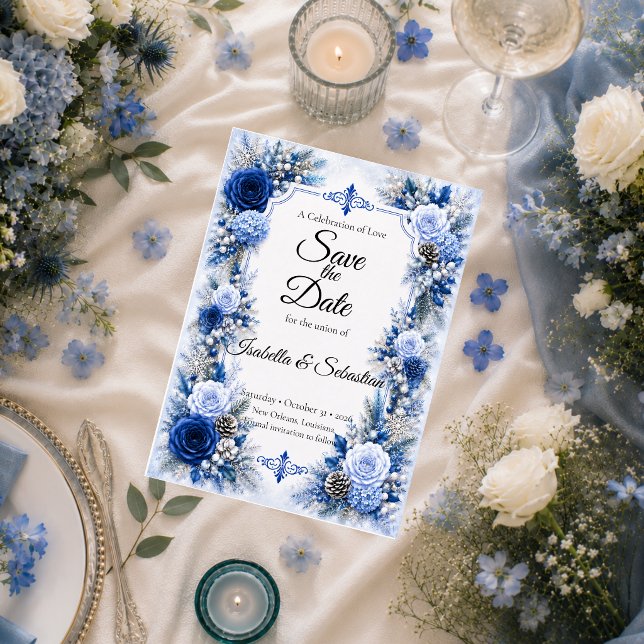 Enchanted Winter Blue Elegance Wedding Save The Date (Creator Uploaded)