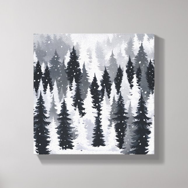 Enchanted Winter Forest: A Serene Snowscape Canvas Print (Front)
