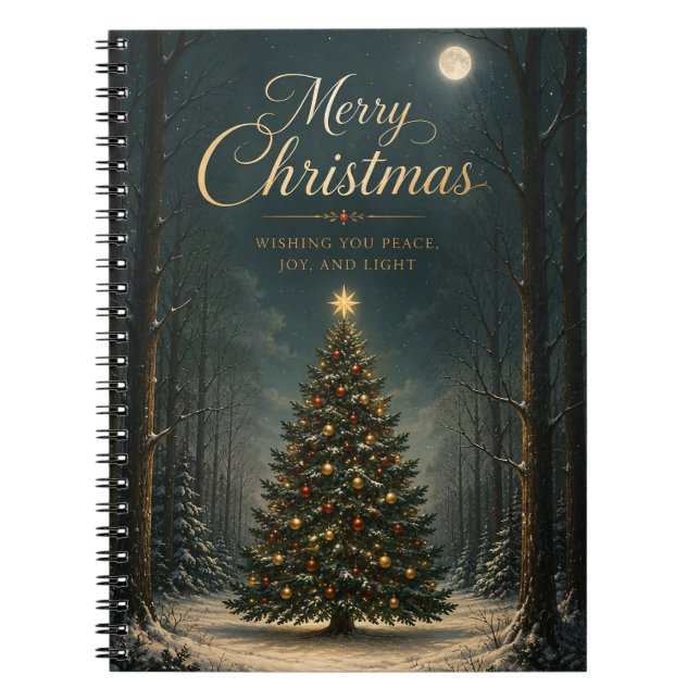 Enchanted Winter Forest Christmas Notebook (Front)
