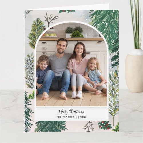 Enchanted Winter Forest Christmas Photo Postcard