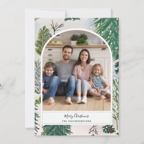 Enchanted Winter Forest Christmas Photo Postcard