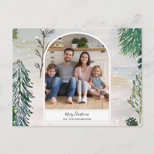Enchanted Winter Forest Christmas Photo Postcard