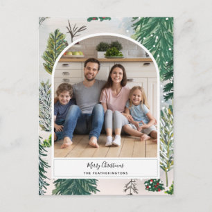 Enchanted Winter Forest Christmas Photo Postcard