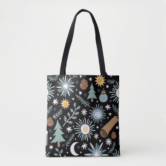 Enchanted Winter Forest: Whimsical Yule  Tote Bag (Front)