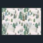 Enchanted Winter Forest Wrapping Paper Sheets<br><div class="desc">Hand painted holiday design featuring a wintery green pine tree forest on an ivory colored snowy background.</div>