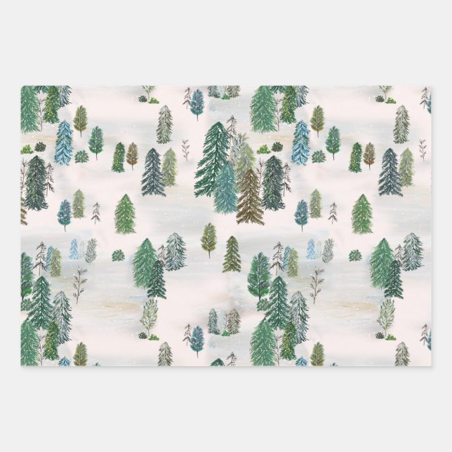 Enchanted Winter Forest Wrapping Paper Sheets (Front)