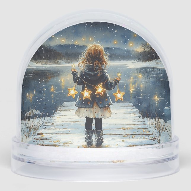 Enchanted Winter Night Stars Snow Globe (Front)