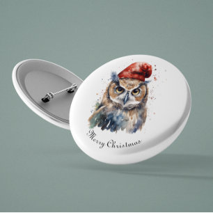 Enchanted Winter Owl, custom Button