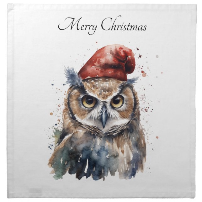 Enchanted Winter Owl, custom Cloth Napkin (Front)