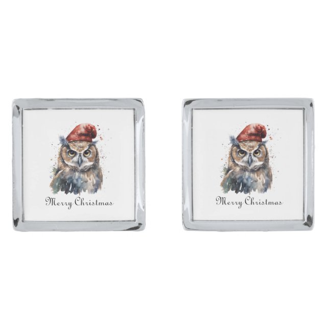 Enchanted Winter Owl, custom Cufflinks (Front)