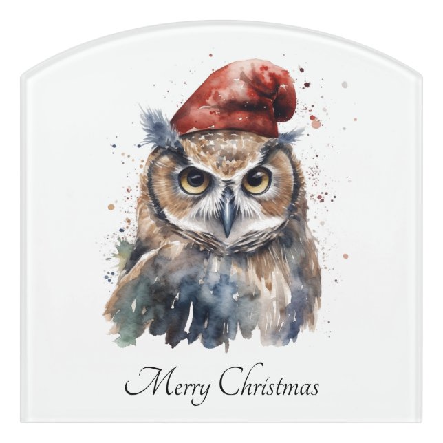 Enchanted Winter Owl, custom Door Sign (Contour Front)