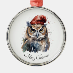 Enchanted Winter Owl, custom Metal Ornament