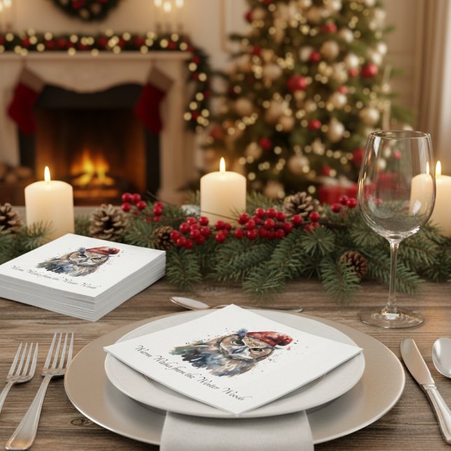 Enchanted Winter Owl, custom Napkins (Creator Uploaded)