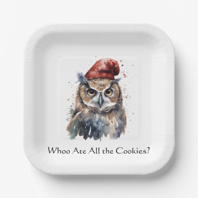 Enchanted Winter Owl, custom Paper Plates (Front)