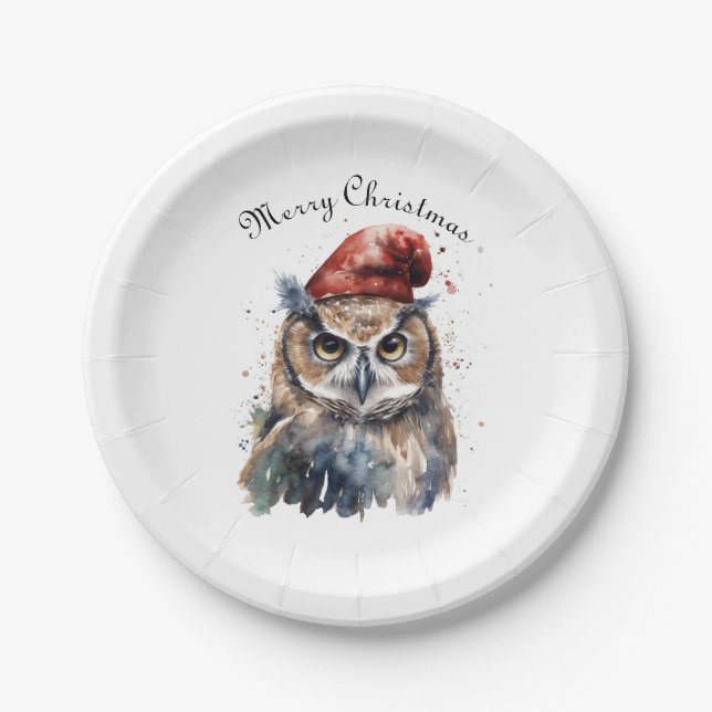 Enchanted Winter Owl, custom Paper Plates (Front)