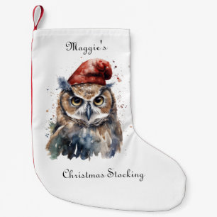 Enchanted Winter Owl, custom Small Christmas Stocking