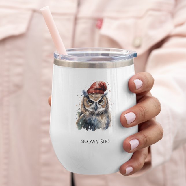 Enchanted Winter Owl, custom Thermal Wine Tumbler (Creator Uploaded)