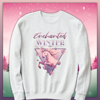 Enchanted Winter Pink Unicorn Retro Sweatshirt