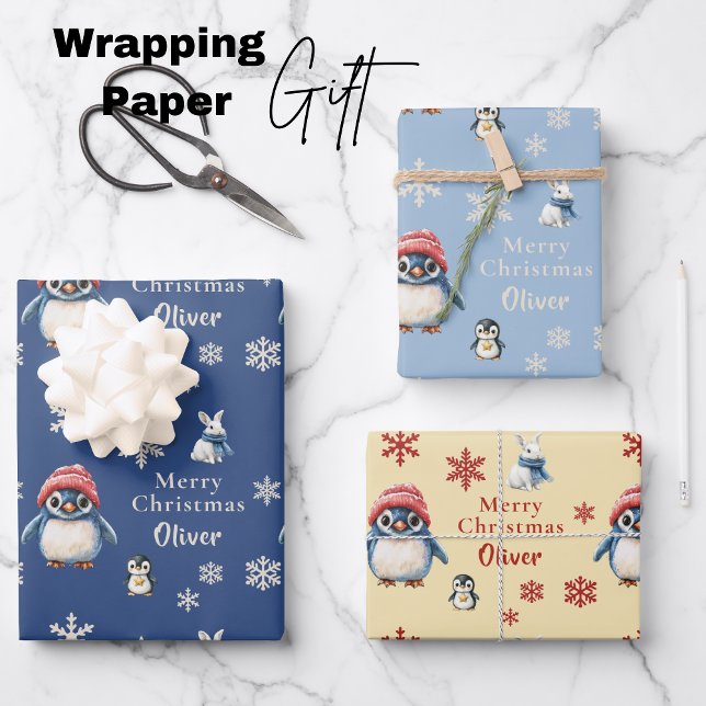 Enchanted Winter Tales Penguin & Bunny Christmas Wrapping Paper Sheets (Enchanted Winter Tales Penguin & Bunny Christmas Wrapping Paper Sheets)