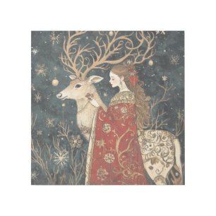 Enchanted Winter: The Maiden and the Stag Gallery Wrap