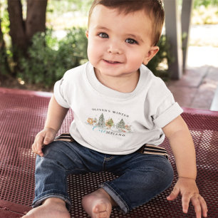 Enchanted Winter Woodland Birthday Baby T-Shirt