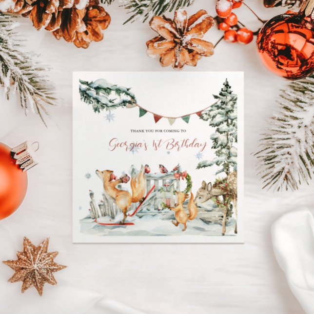 Enchanted Winter Woodland Birthday Napkins (Creator Uploaded)