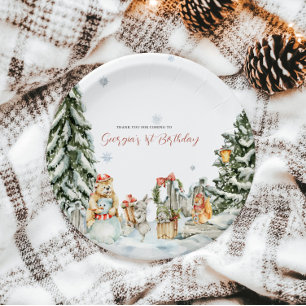 Enchanted Winter Woodland Birthday Paper Plates