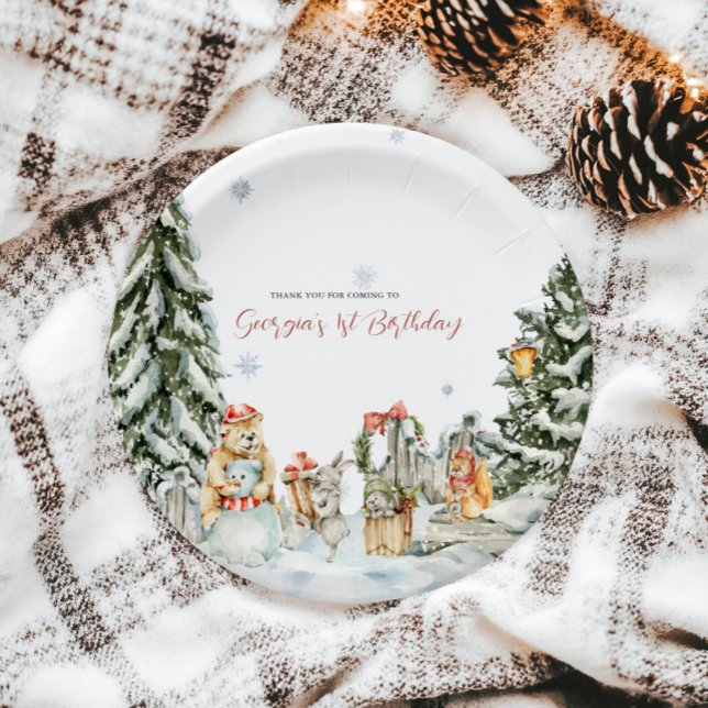 Enchanted Winter Woodland Birthday Paper Plates (Creator Uploaded)