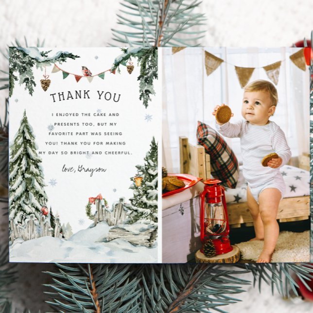 Enchanted Winter Woodland Birthday Thank You Card (Creator Uploaded)