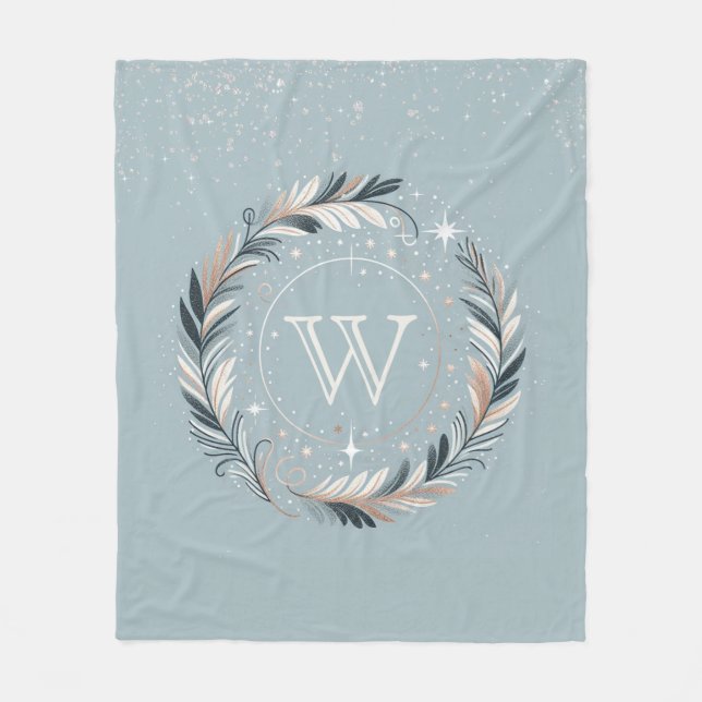 Enchanted Winter Wreath Fleece Blanket (Front)