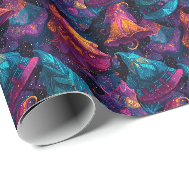 Enchanted Witches Hats D&D Magic Spellcaster Wrapping Paper (Roll Corner)