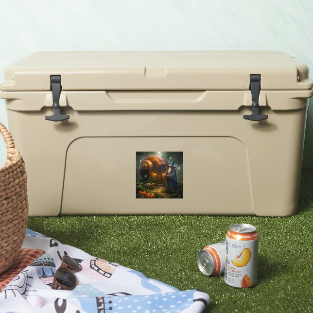 Enchanted wizard and snail house, magical fant tea sticker (Cooler)