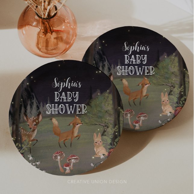 Enchanted Woodland Baby Shower Decor Paper Plates (Creator Uploaded)