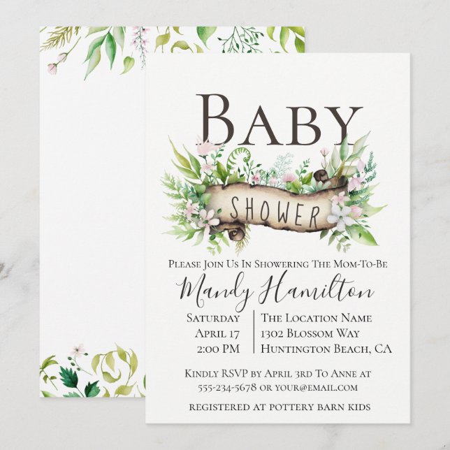 Enchanted Woodland Baby Shower Invitation (Front/Back)