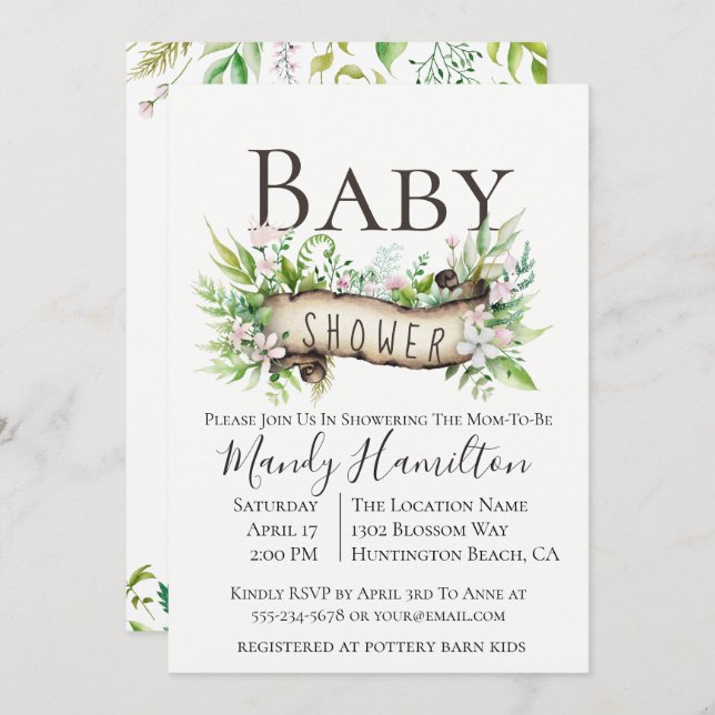 Enchanted Woodland Baby Shower Invitation (Front/Back)