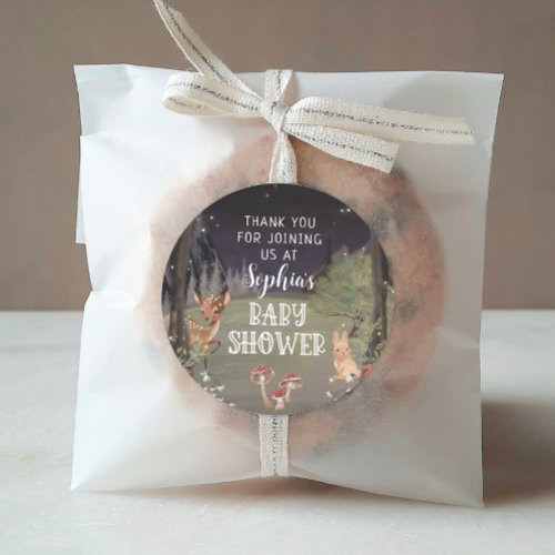 Enchanted Woodland Baby Shower Round Favor Sticker