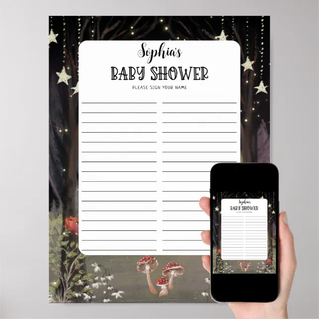 Enchanted Woodland Baby Shower Sign In Sheet | Zazzle