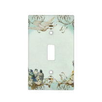 Enchanted Woodland Birds Dove Swirl Personalized Light Switch Cover