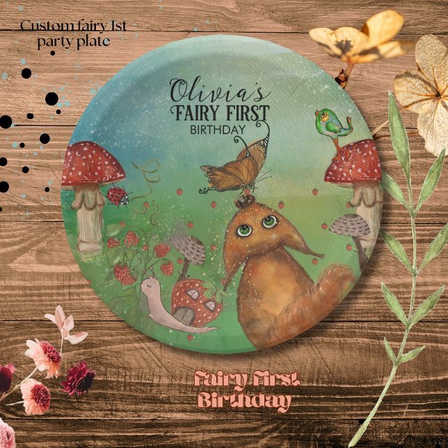  Enchanted Woodland Creatures Fairy First Birthday Paper Plates (Enchanted Woodland Creatures Fairy First Birthday Paper Plates)
