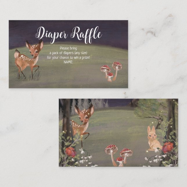 Enchanted Woodland Diaper Raffle Baby Shower Card (Front/Back)