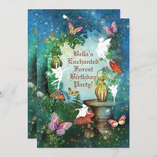 Enchanted Woodland Fairy Forest Party Invitation (Front/Back)